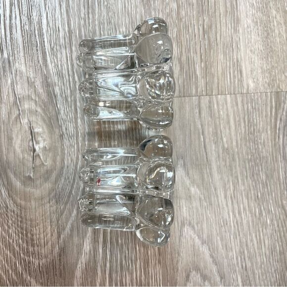RETRO REIMS Pair Candle Holders Home Decor 1970s Pair Heavy Glass Candleholders - Picture 3 of 8
